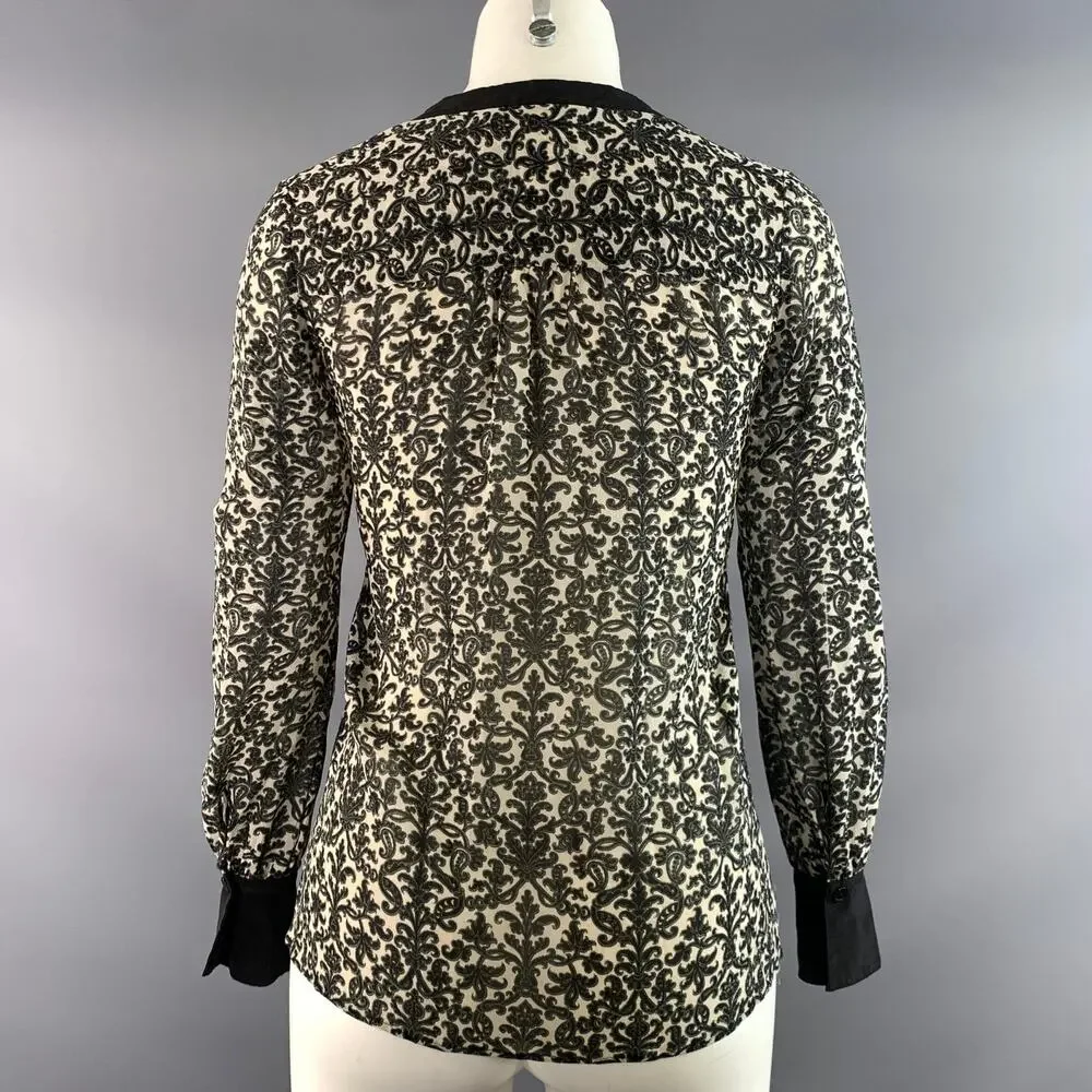 TORY BURCH Size 0 Black Off White Pull On Dress Top